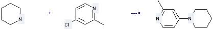 The Pyridine, 2-methyl-4-(1-piperidinyl)- can be obtained by 4-Chloro-2-methyl-pyridine and Piperidine.